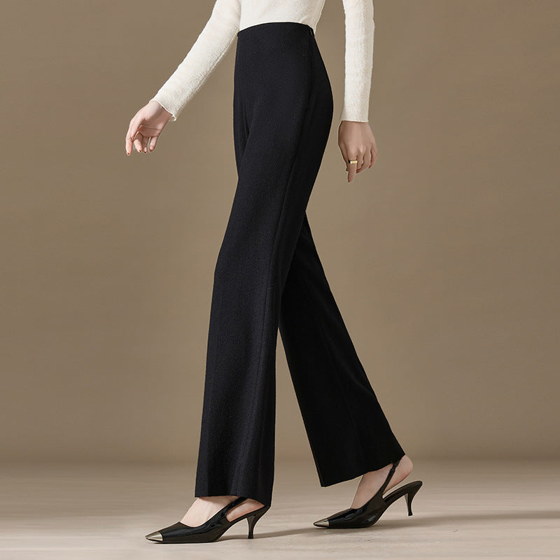 Solid color wool pants