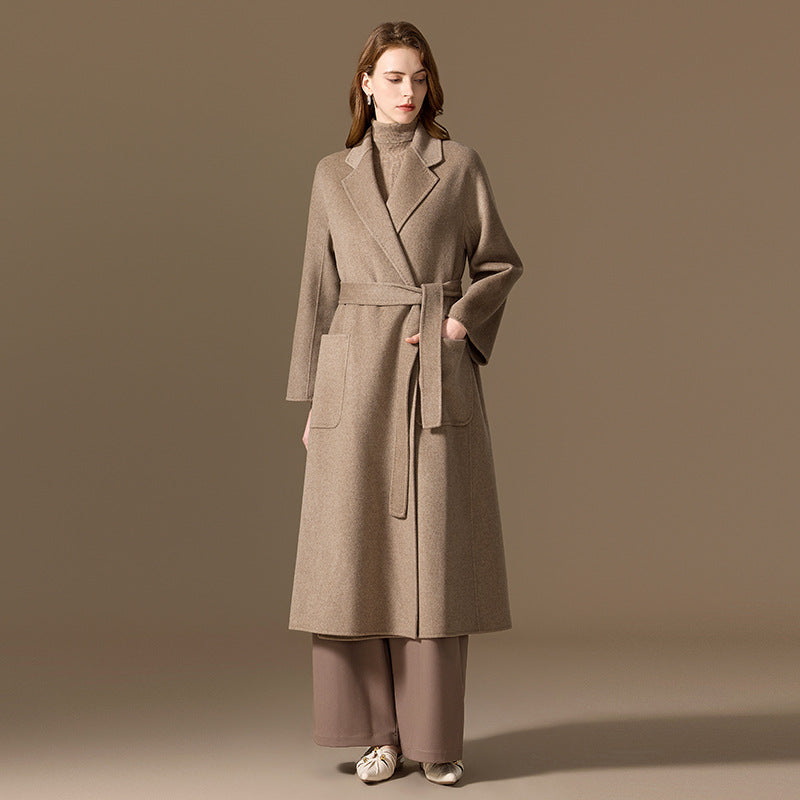 Double sided cashmere coat women's long coat