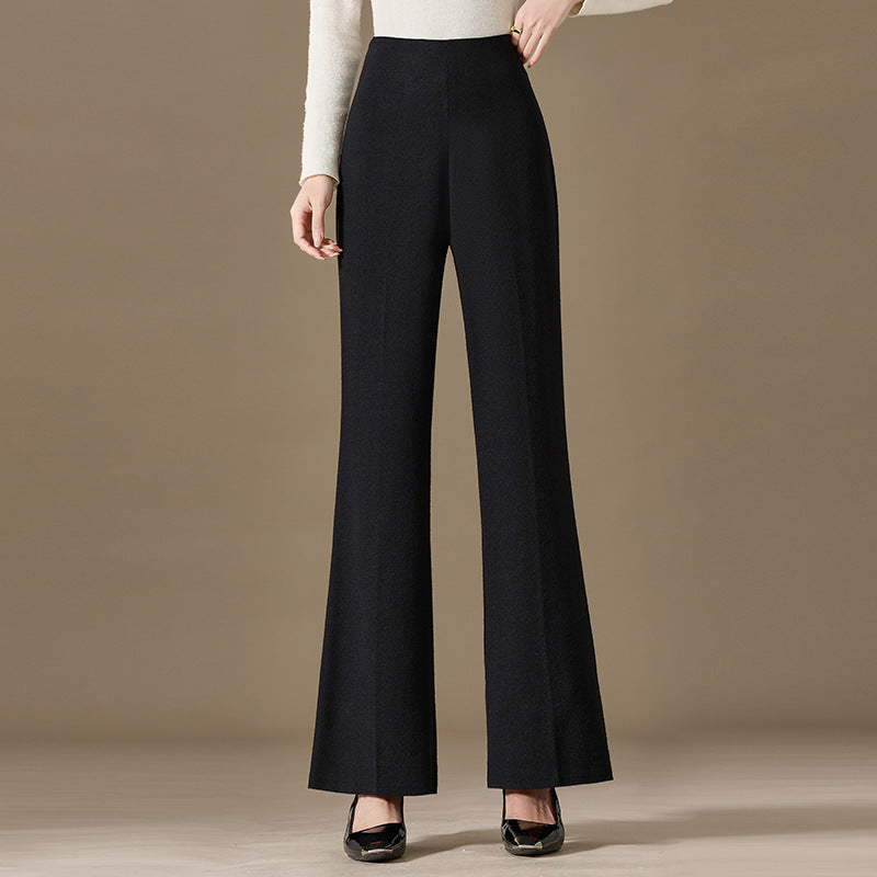 Solid color wool pants
